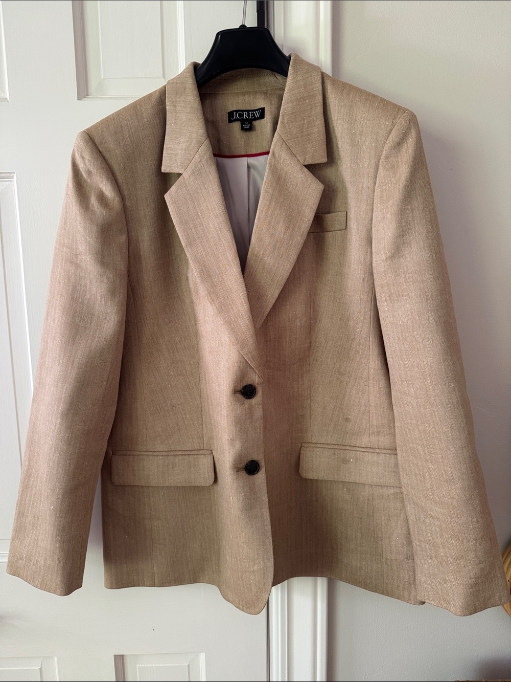 J. Crew Women's Beige Linen-Blend Notch Lapel Blazer